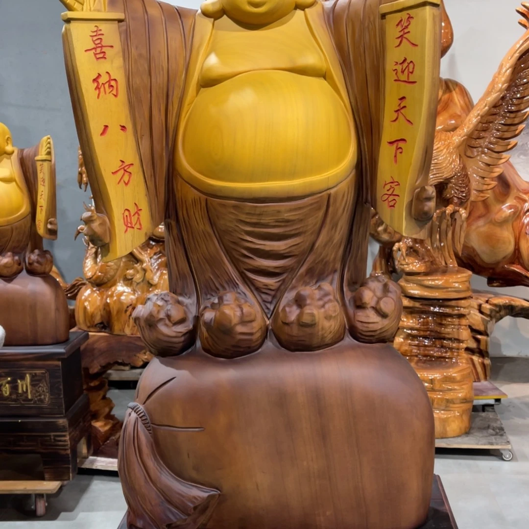 鸿***臻香樟木香樟木手工雕刻弥勒