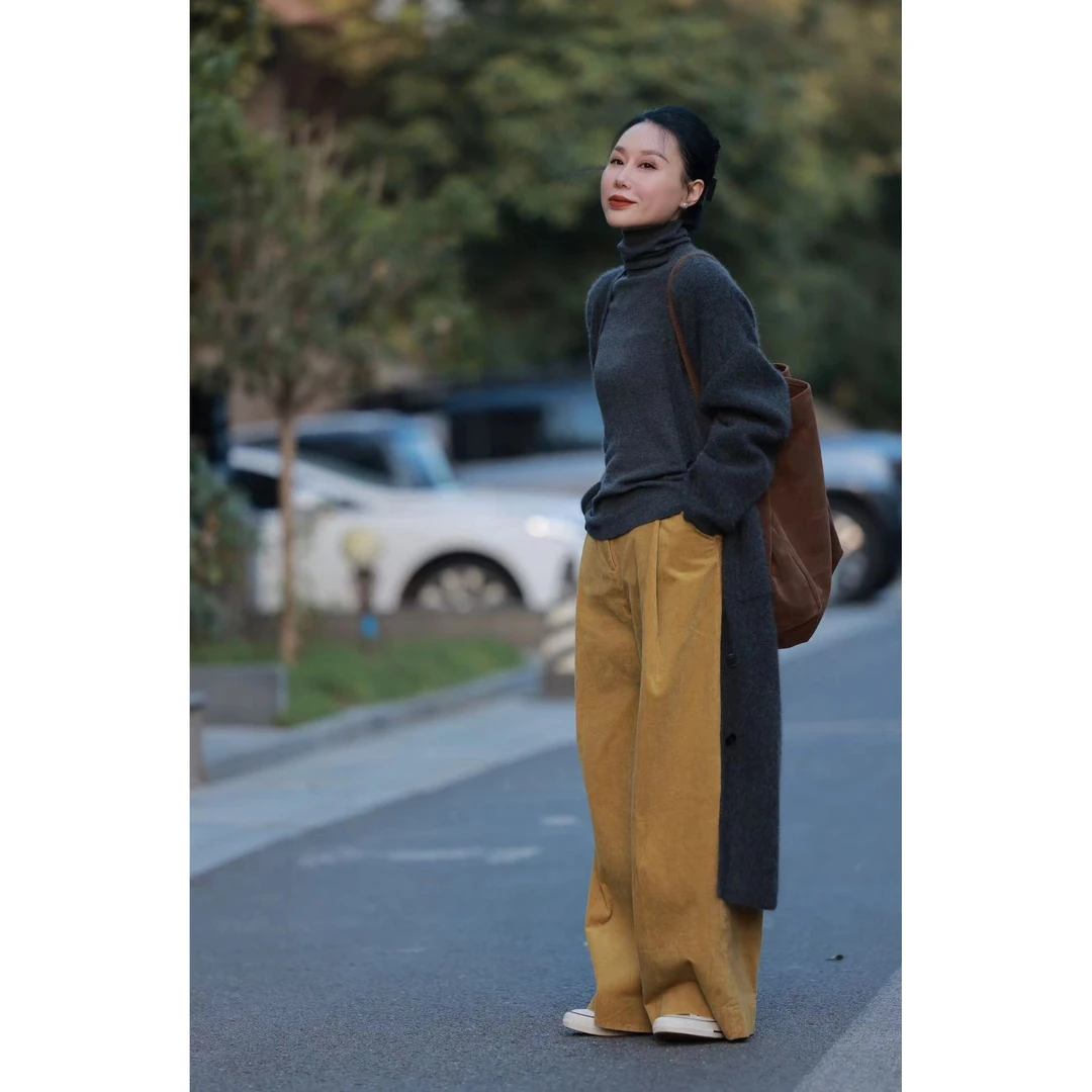 【那尚新品】简约时尚阔腿灯芯绒长裤