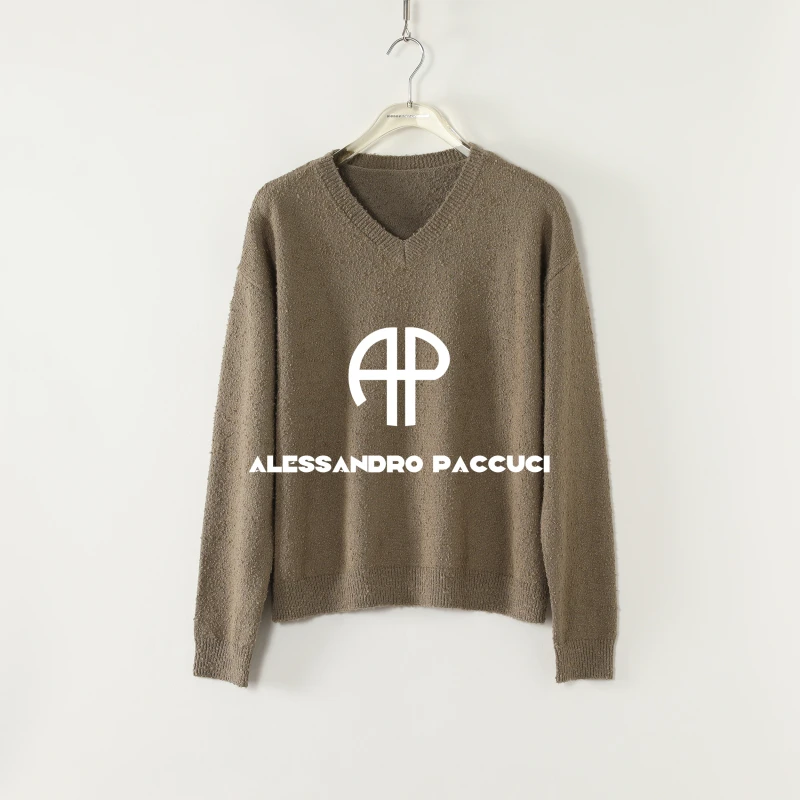 AP洛哥53155ST【软噗噗】桑蚕丝+棉V领起球风时尚百搭纯色套头衫