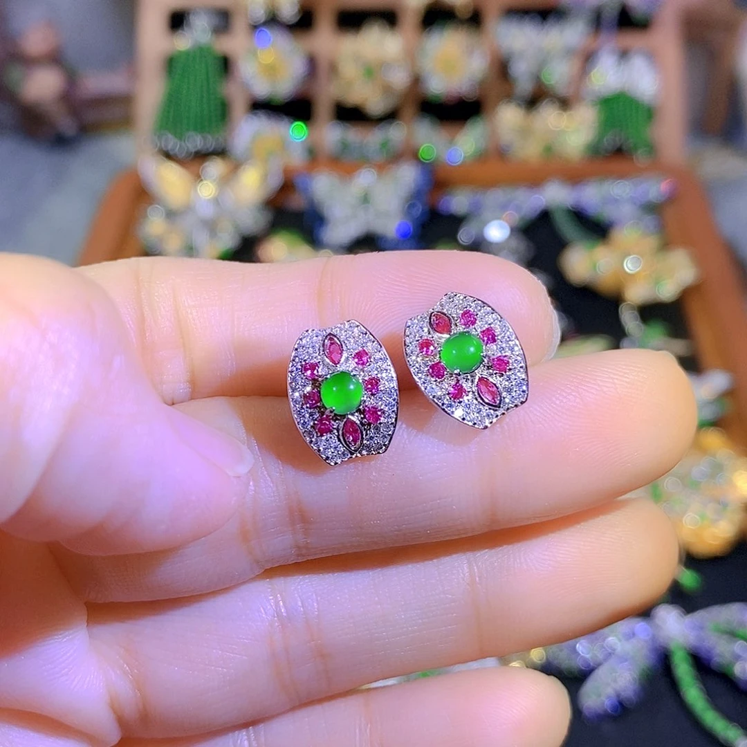 吊坠(不含链)银S925镶嵌翡翠