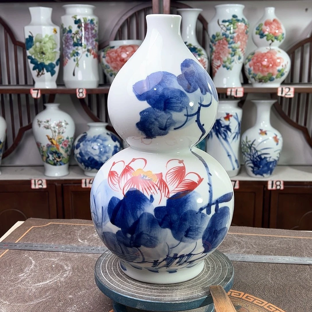 摆件景德镇陶瓷葫荷花