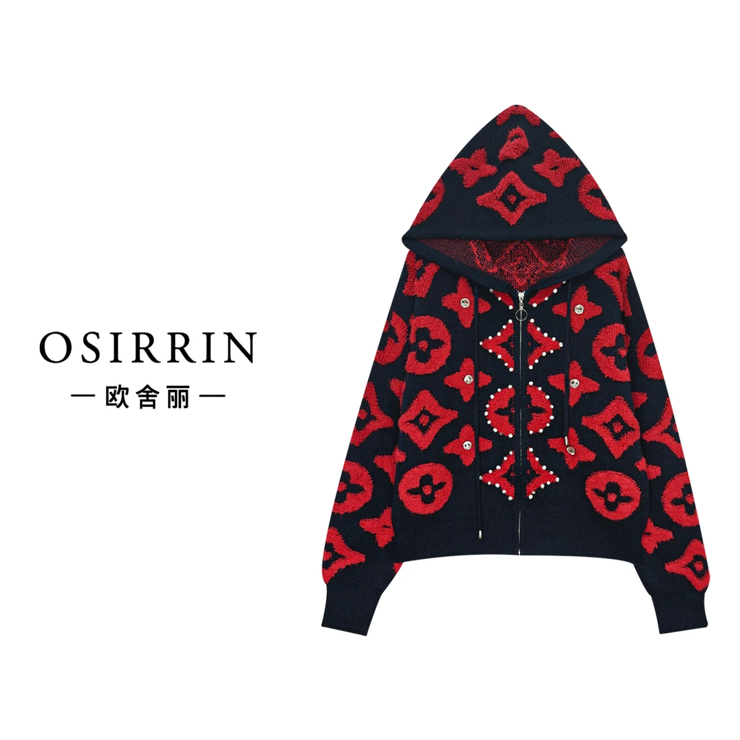 OSIRRIN秋冬新款重工钉珠潮流宽松时尚毛衣MY98266