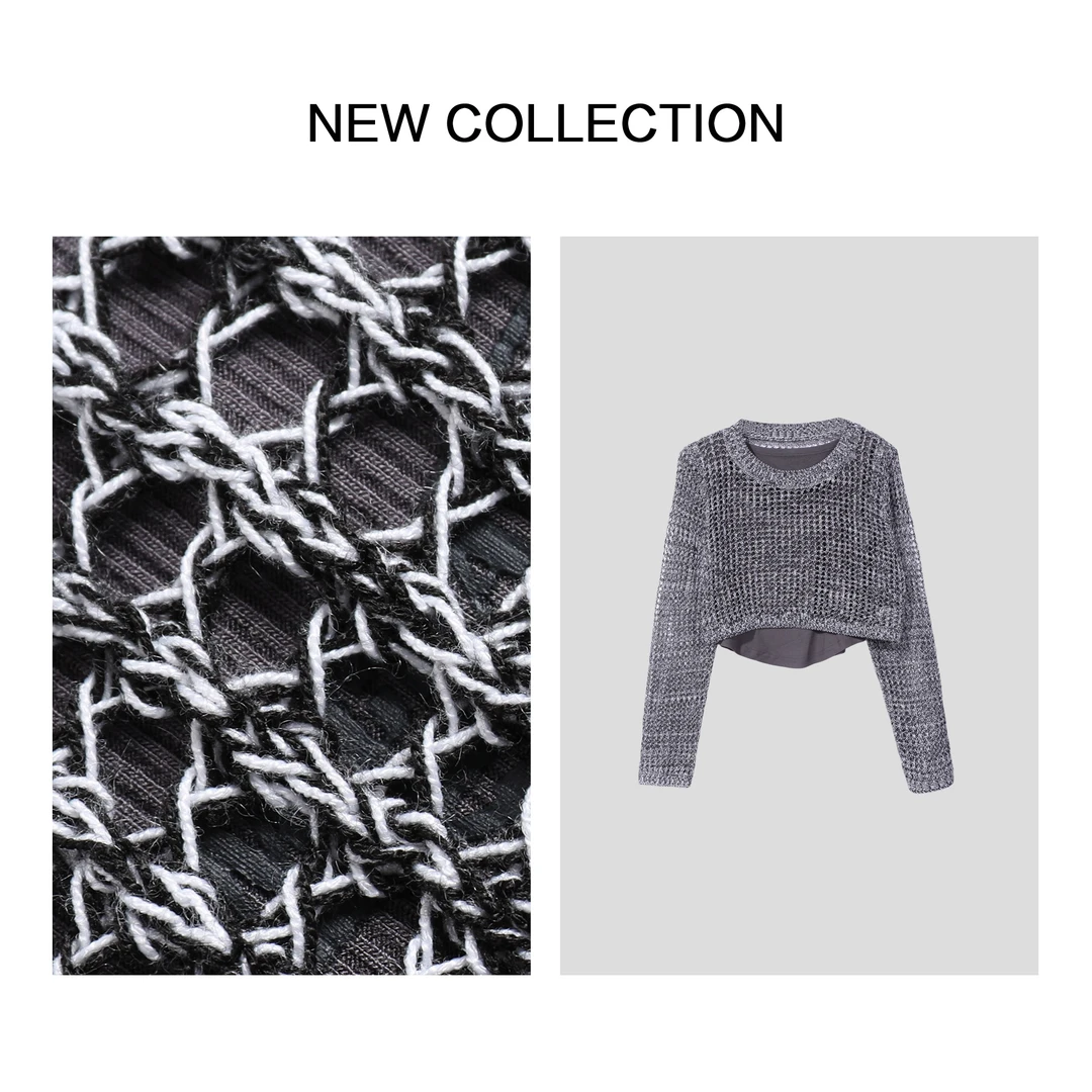 【芳芳专属】X5F26001 时尚宽松背心+罩衫两件长袖针织衫