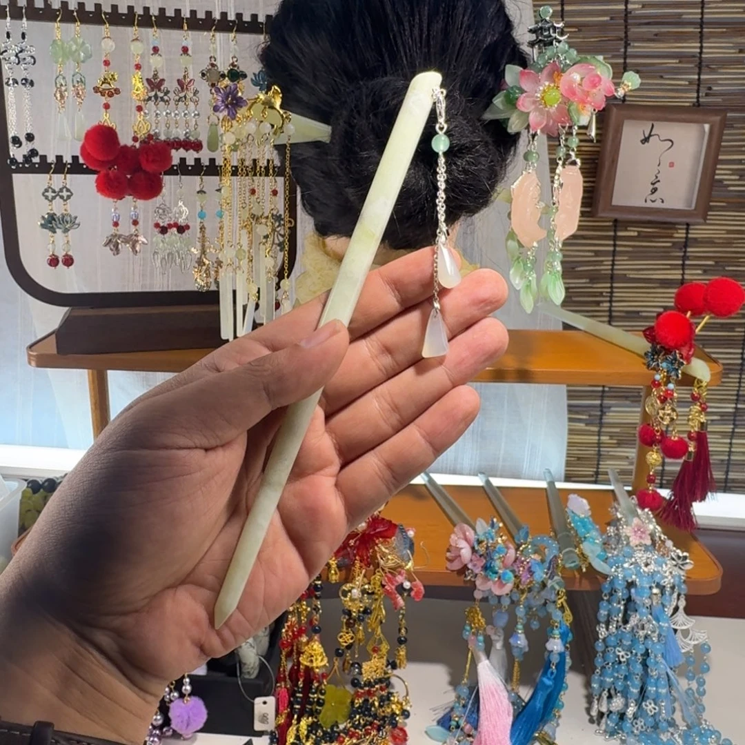 蛇纹石玉合金发饰