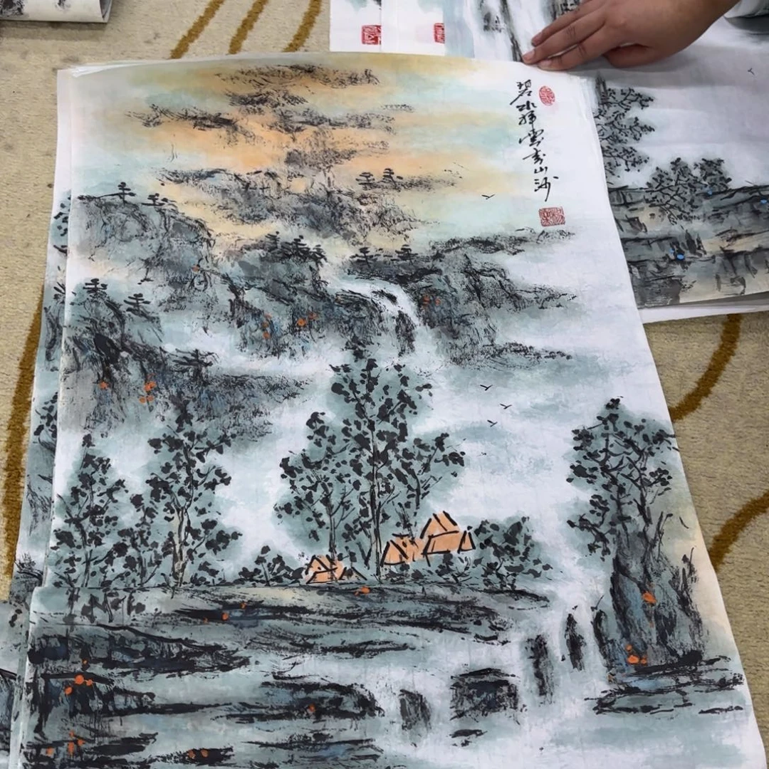 国画杨志杰四尺三开童