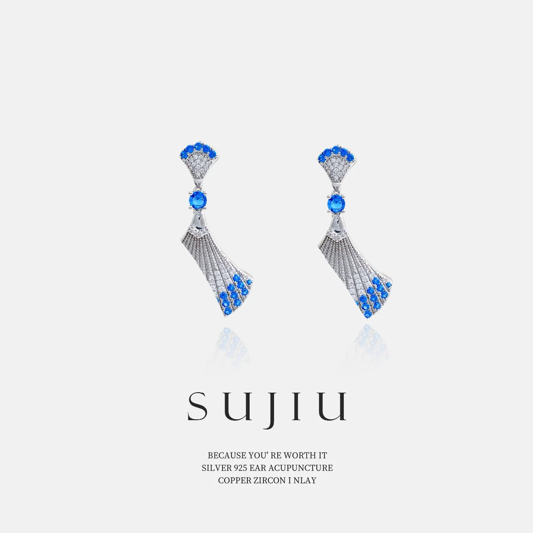 铜合金耳饰 SUJIU 925银针【入梦】古风气质长款耳钉耳环耳坠7118