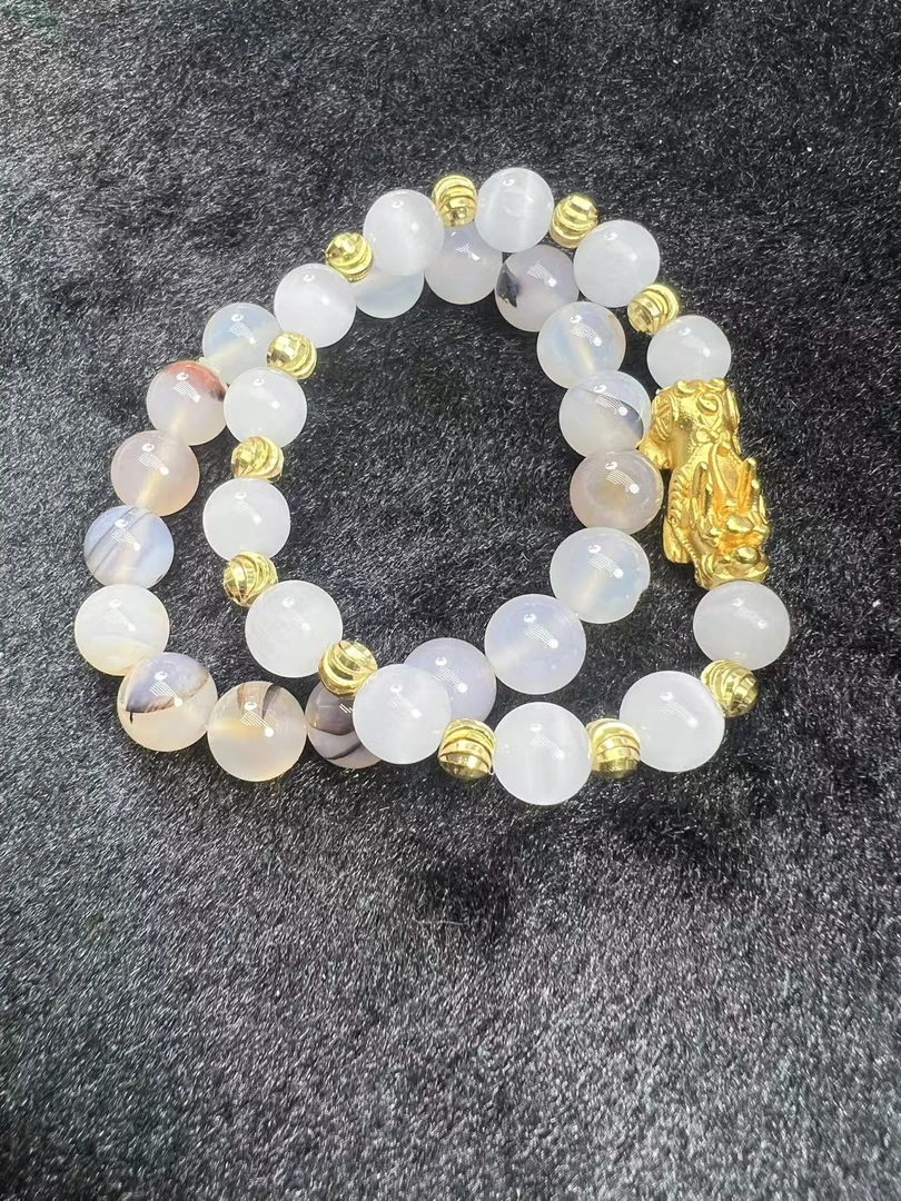 猫眼搭配貔貅原创手链金999搭配玛瑙珠多样性发A040