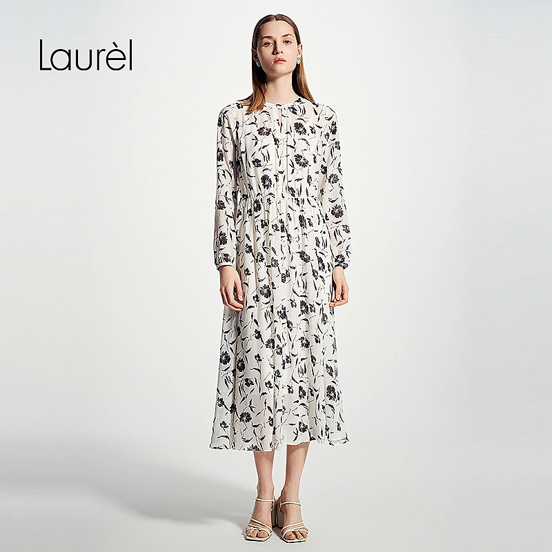Laurel劳芮25春夏新款花朵长裙度假收腰轻盈连衣裙女LWD361Y05400