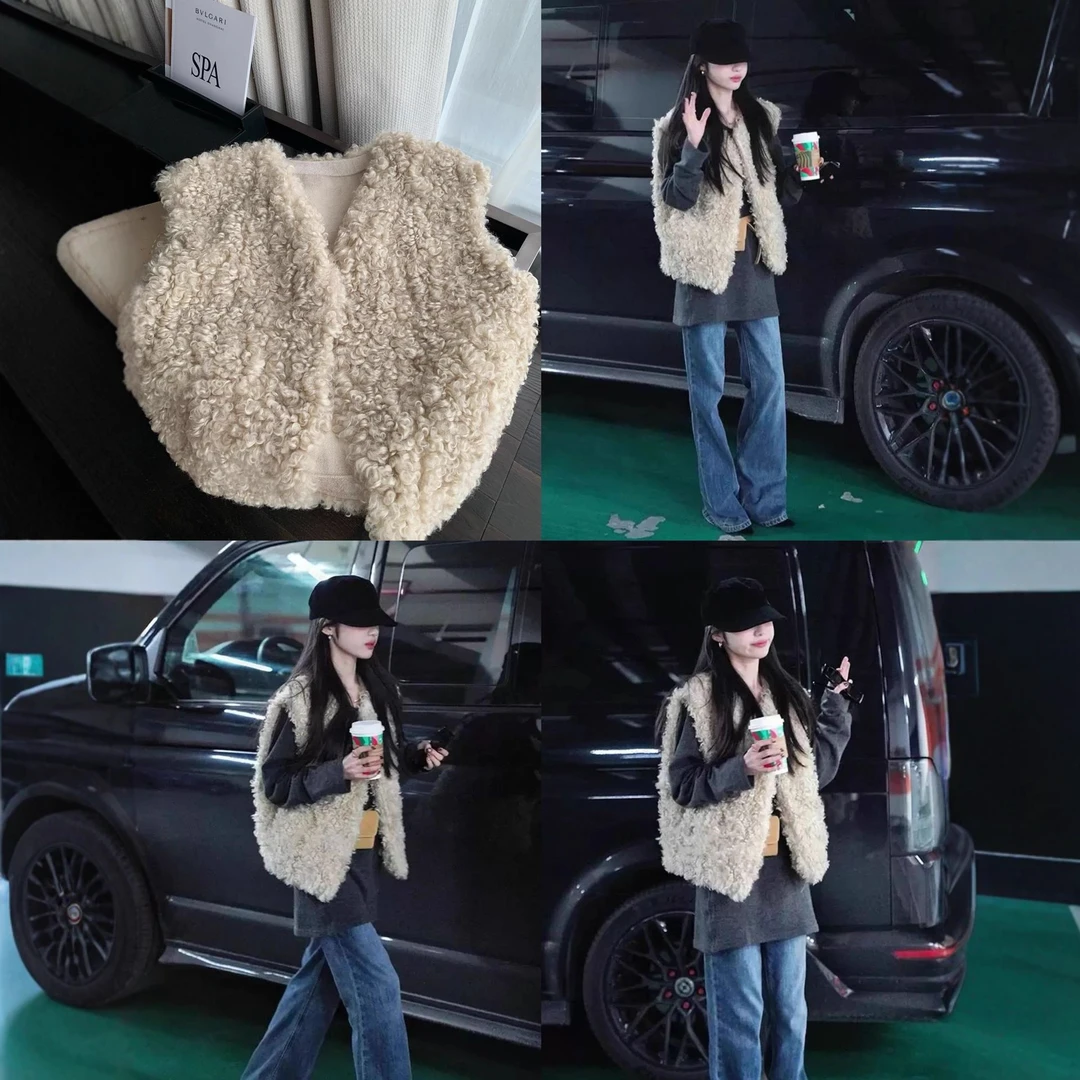 欧尼泰迪卷卷毛马甲韩系加厚仿羊羔毛无袖马甲秋冬上衣新款坎肩