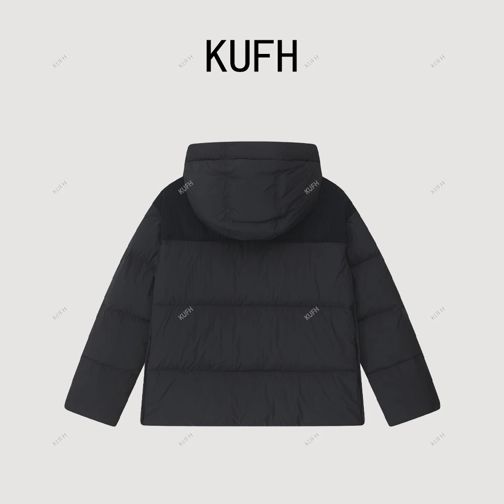 KUFH 【蒙家同款定制】90三星鹅绒拼接灯芯绒保暖连帽羽绒服KW5706