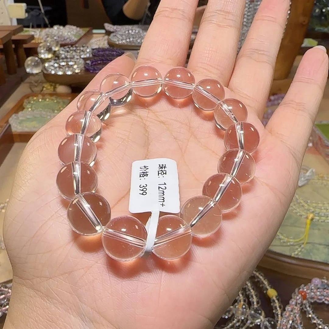 海***空水晶手串未镶嵌天然白水晶全净体单圈卡12+