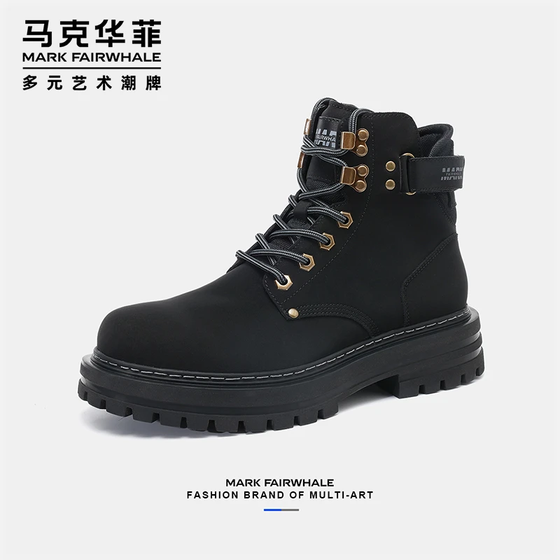 马克华菲马丁靴男2025新款男鞋高帮皮鞋男款鞋子工装皮靴男士靴子