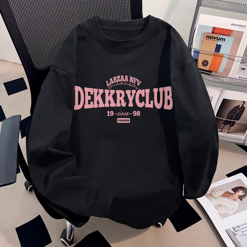 Dekkry潮牌个性字母设计打底内搭t恤秋冬季纯棉长袖男女款ins上衣