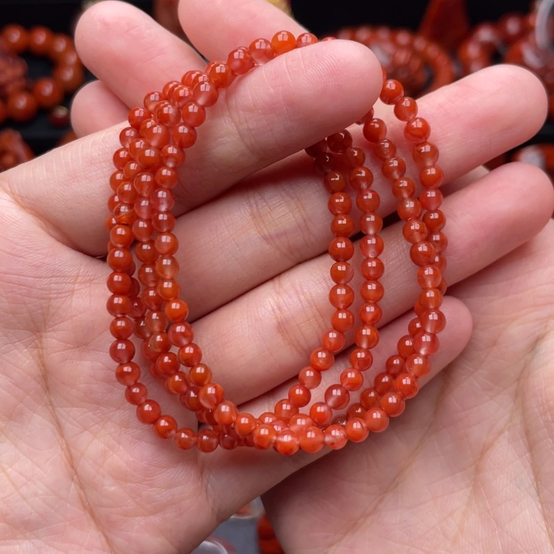 南红玛瑙未镶嵌珠宝奇石多圈4mm