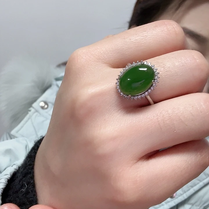 银S925镶嵌戒指和田玉仓库