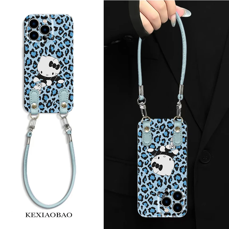 豹纹KT猫适用于苹果16手机壳可爱小米15pro创意华为p70菲林硬软壳