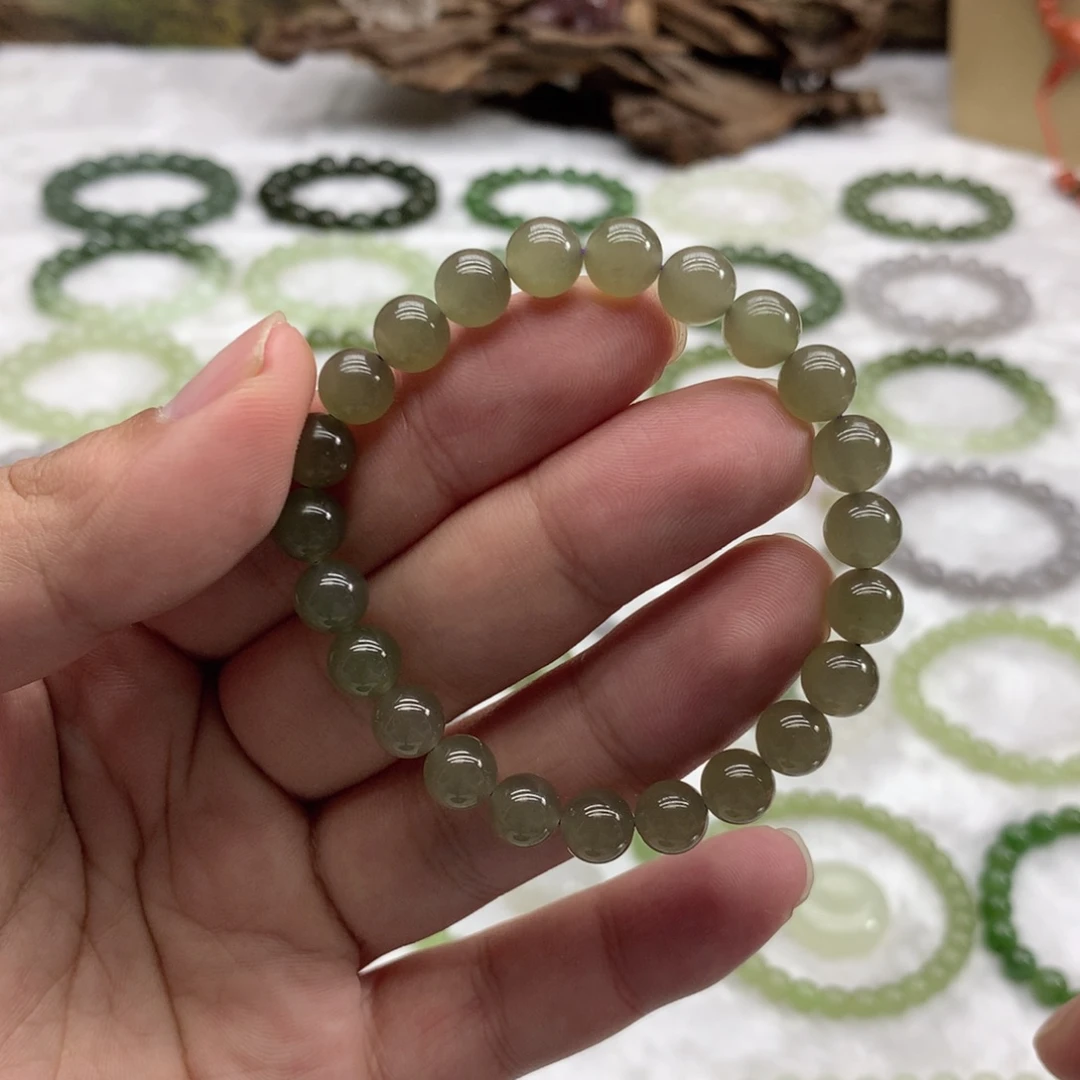 和田玉未镶嵌手串（冰藕灰7.7）