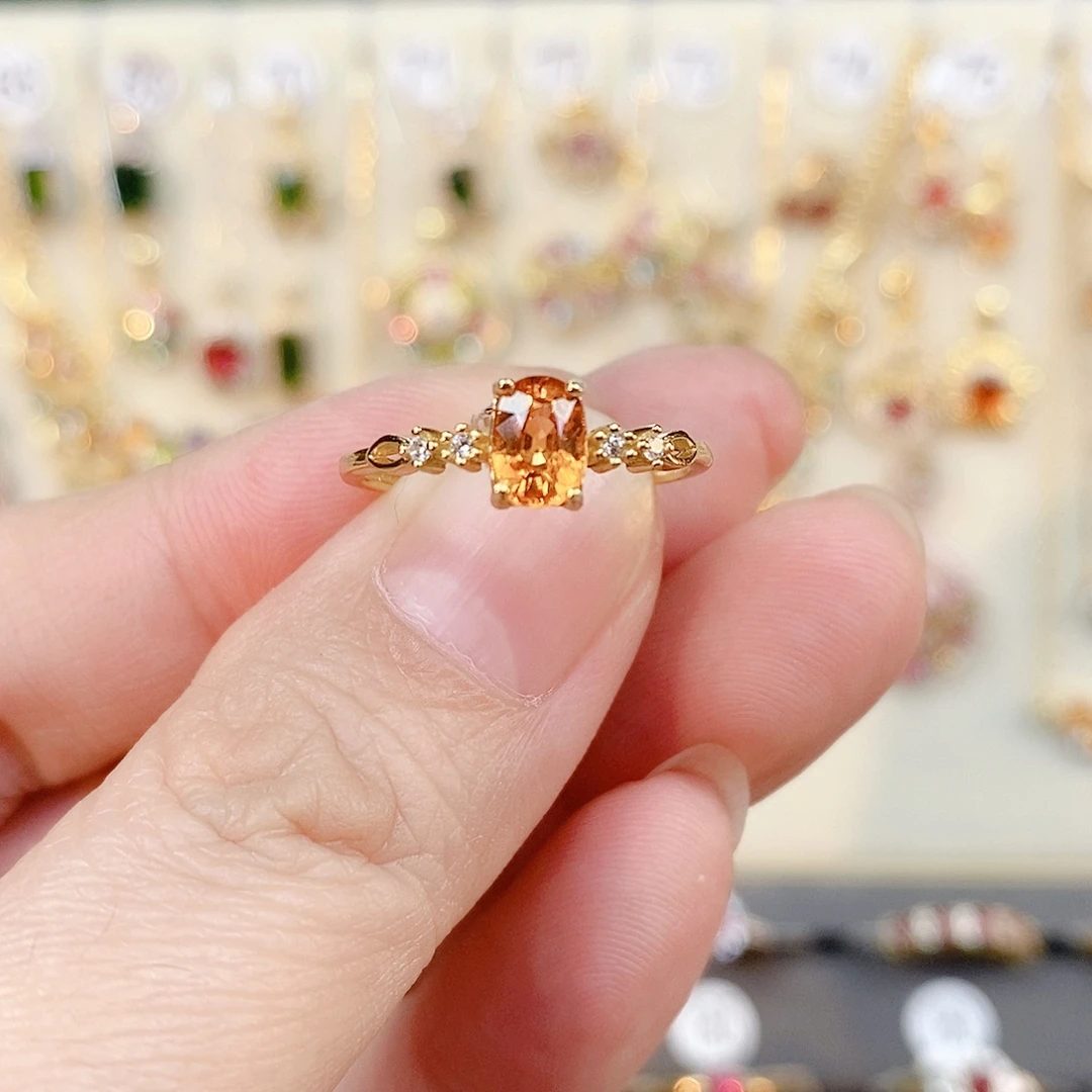 石榴石（芬达石）戒指银S925镶嵌