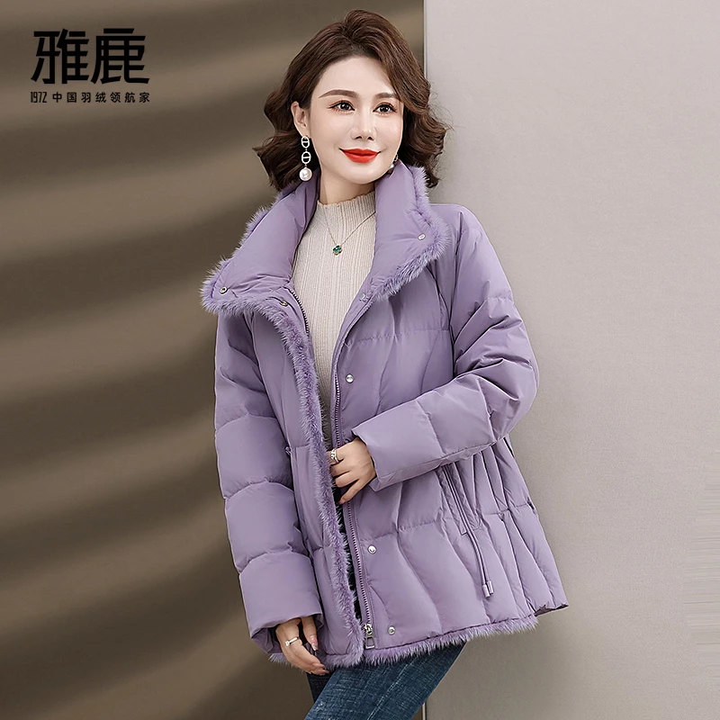 2024年冬季短款纯色女士时尚中长款立领羽绒服女YZ901X16240