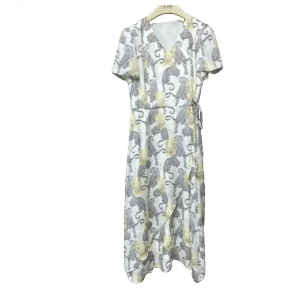 L·W/画而诗新款印花俏皮不规则裙摆短袖连衣裙LBB65101