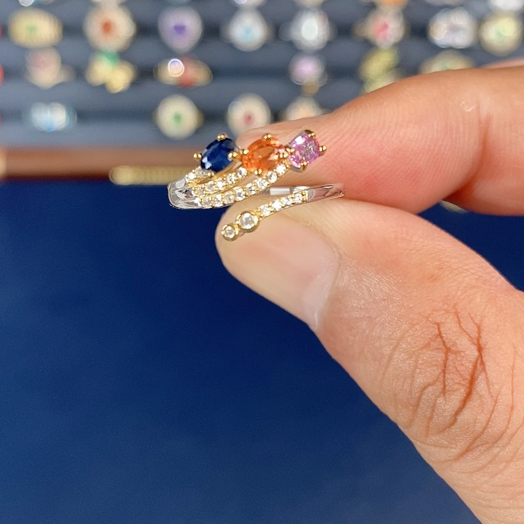 戒指蓝宝石银S925镶嵌