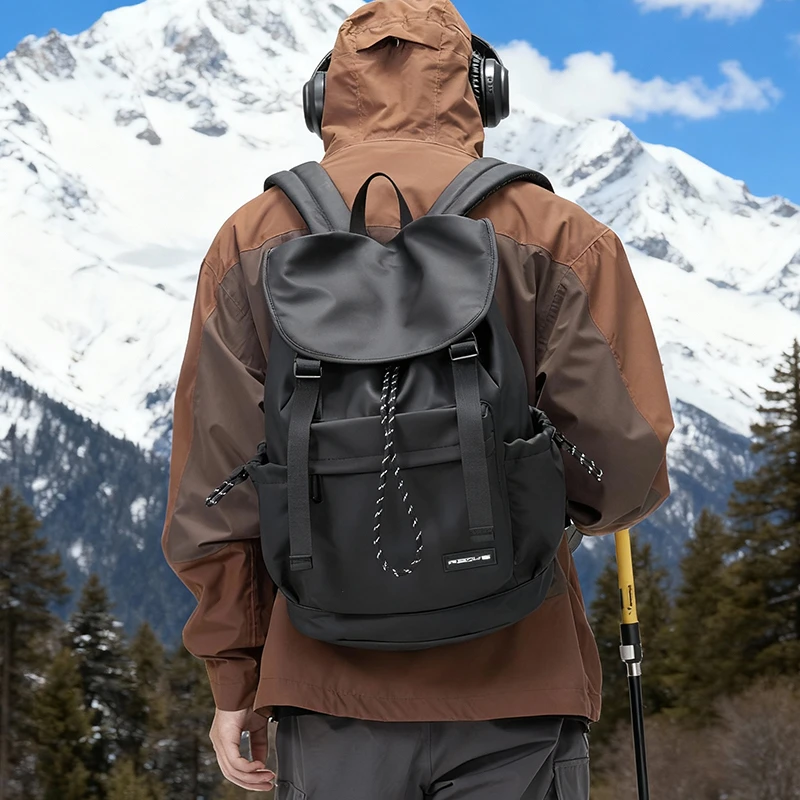 ABOYS旅游双肩包女设计感小众背包大学生书包男士旅行包通勤背包