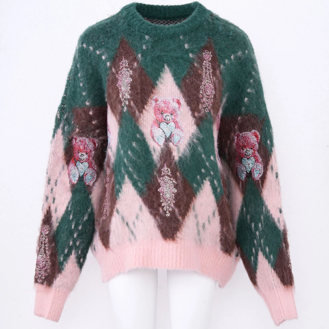 私服-TCH潮牌24秋冬时尚宽松套头圆领保暖花色针织衫T72C09E5219