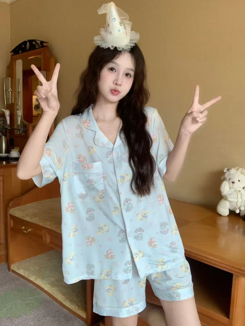 短裤夏季家居服套装女生睡衣可爱薄款卡通