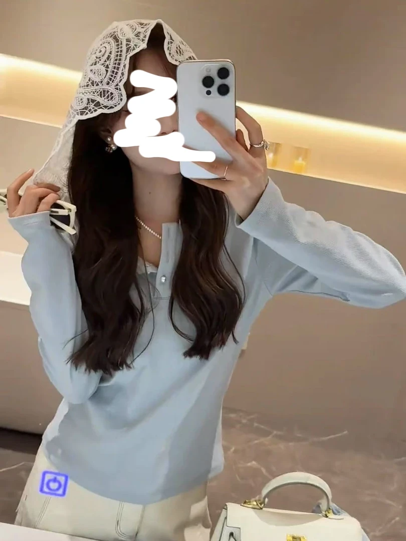 【芳芳惊喜】拼接蕾丝设计感连帽长袖T恤2025春季时尚别致小众上衣