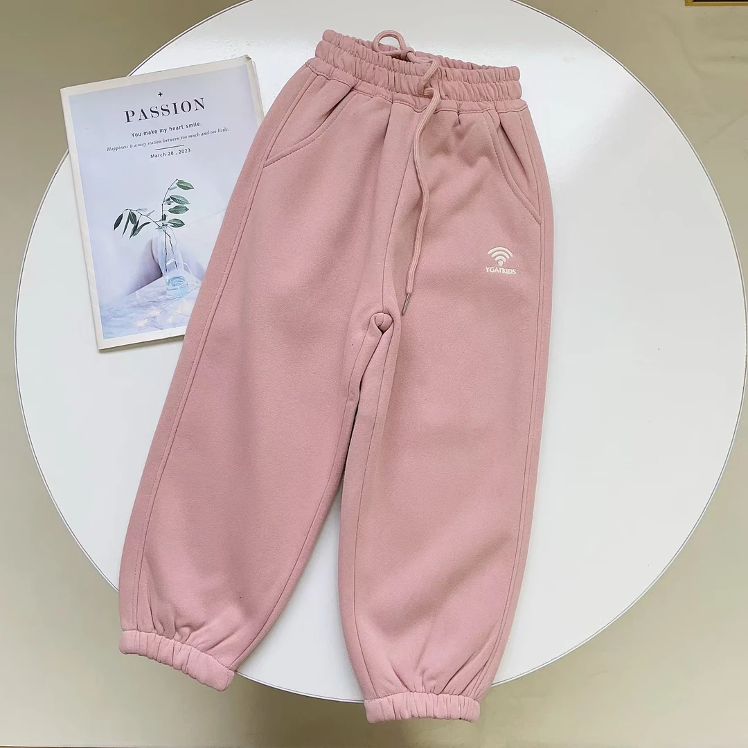 N5132儿童冬款季休闲时尚潮款Wifi绣字母复合雪貂绒裤5522