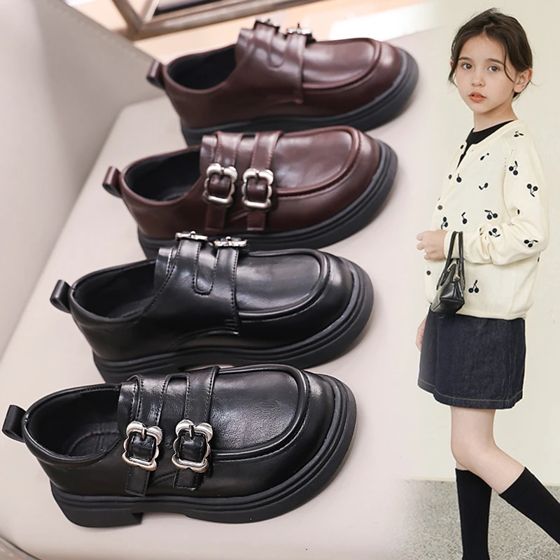 女童皮鞋2025春夏秋季新款皮鞋黑色女宝单鞋演出鞋轻便乐福鞋