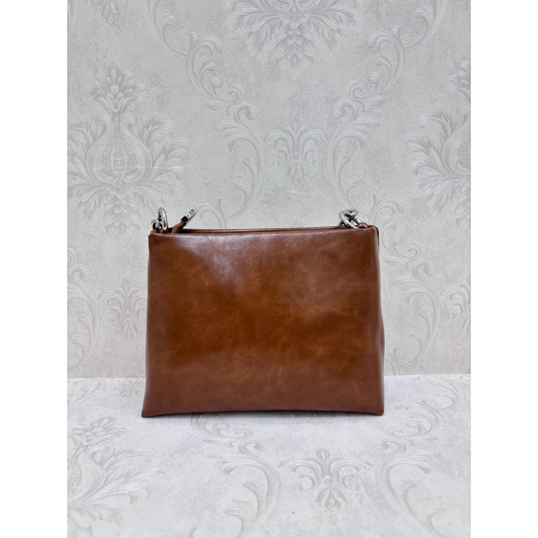 Laugh Queen手工打造真皮女士新款包0424 棕色 阳正 22cm