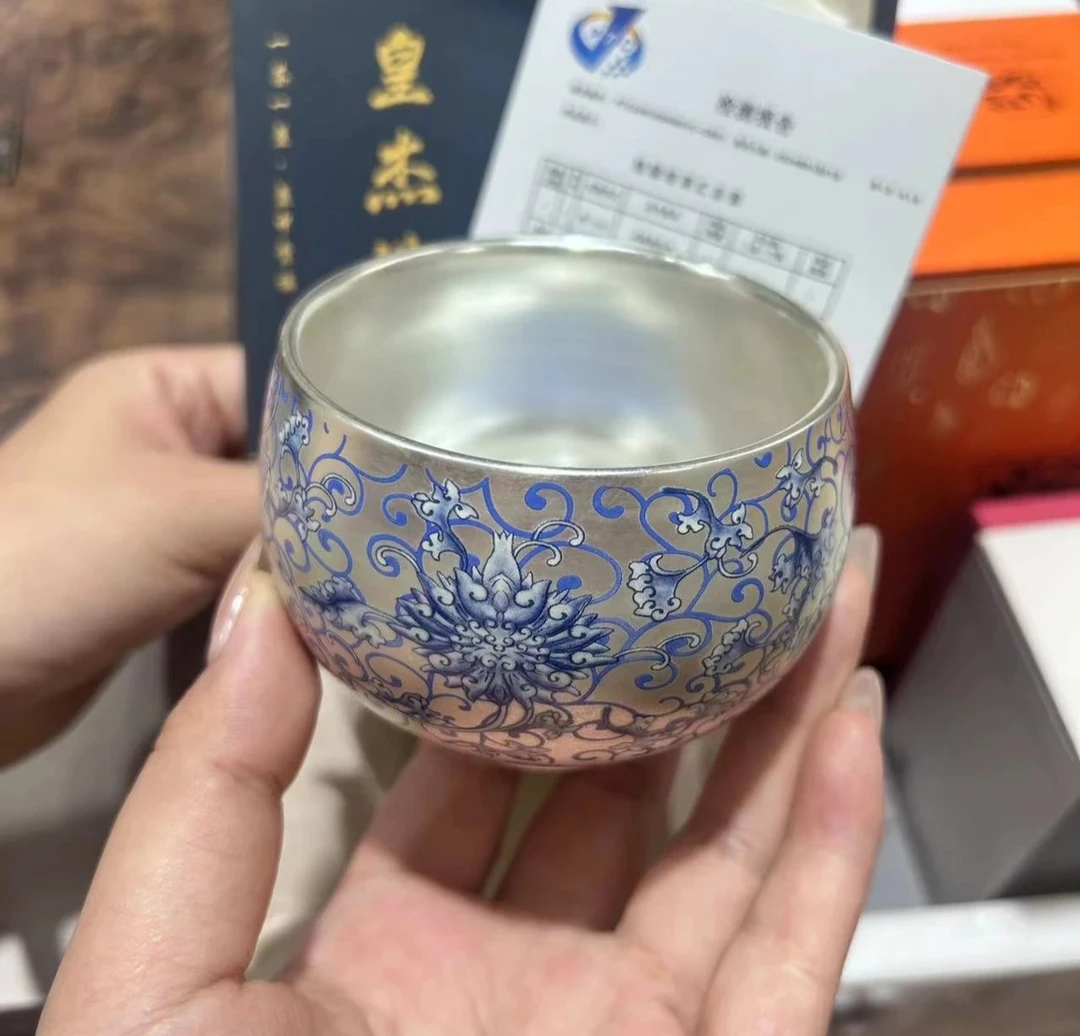 F784-缠枝莲鎏银客杯