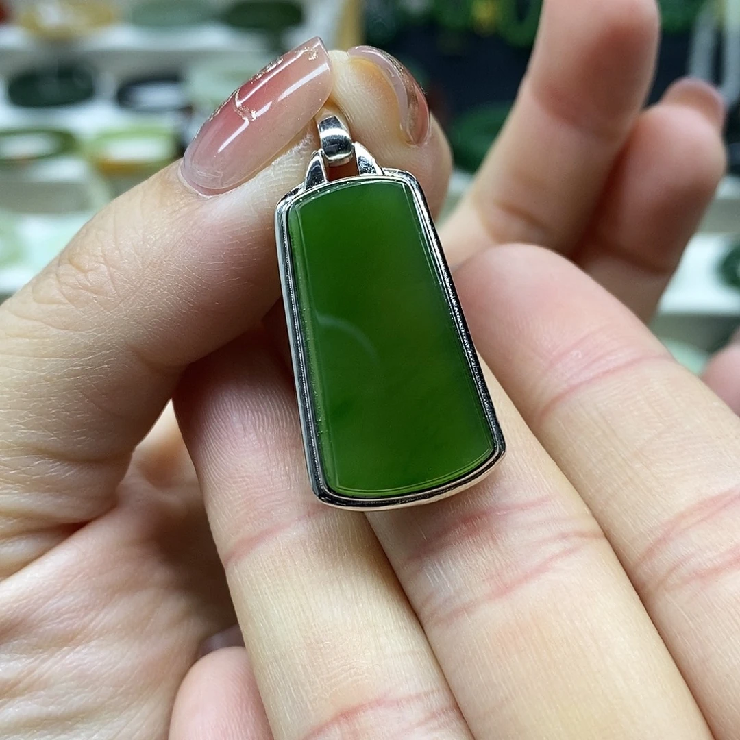 和田玉（碧玉）银S925镶嵌颈饰