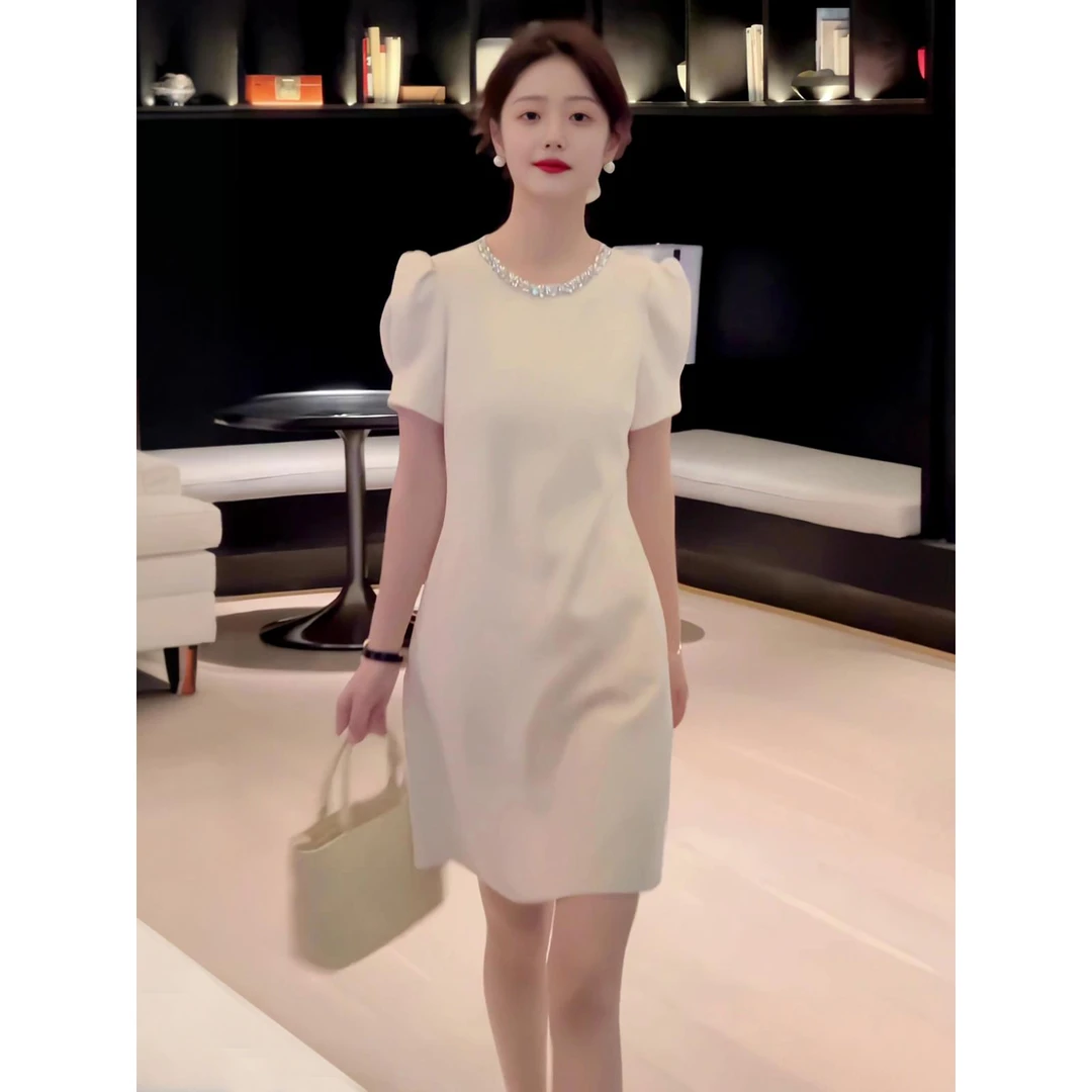 法式复古高端小众轻奢名媛风气质修身2025新款夏季高腰显瘦连衣裙