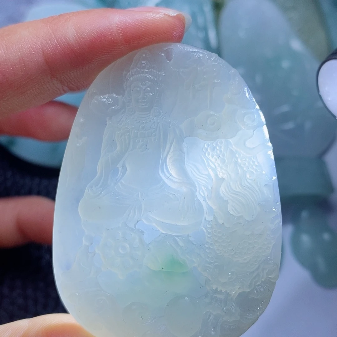 定制翡翠未镶嵌毛货付款后确认抛光