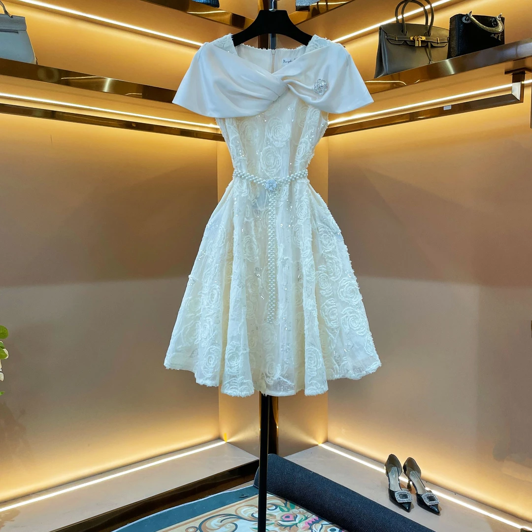 【云畔凝脂】[晖晖]轻奢设计师款优雅气质修身时尚收腰连衣裙-86655