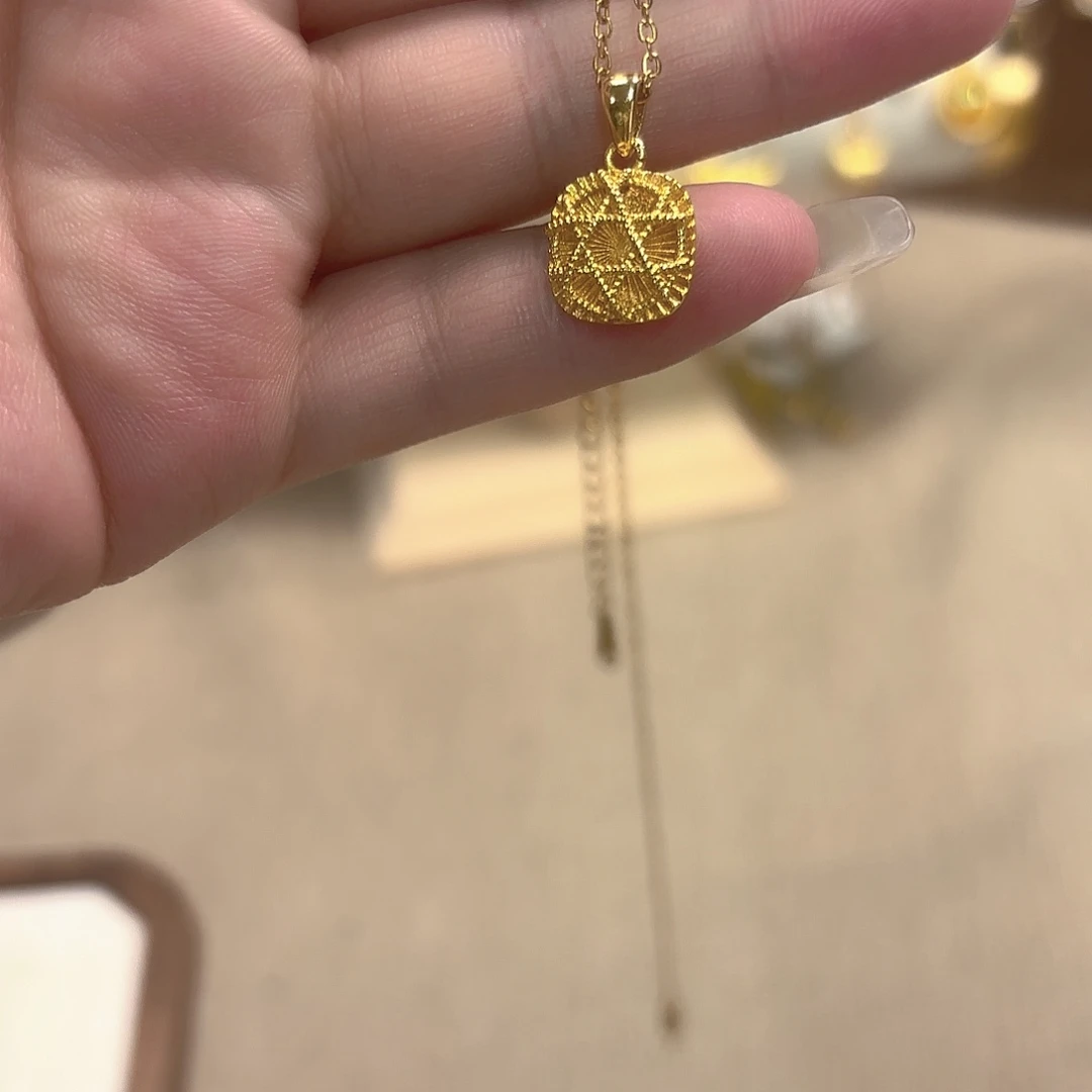 合金小方糖古法工艺项链吊坠