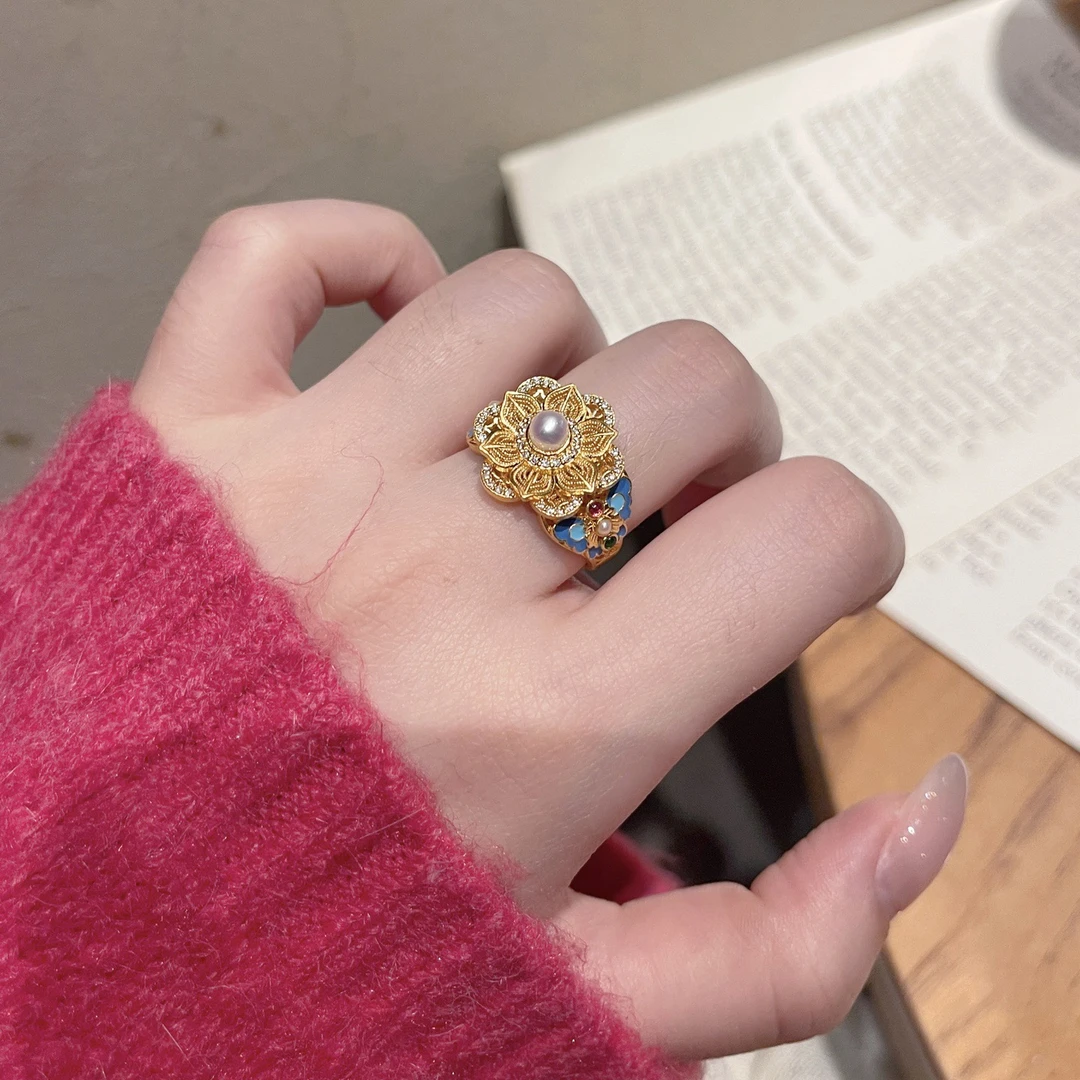 【伟新源】足金999 镶嵌工艺 慕春色活口戒11.9克（附加350）