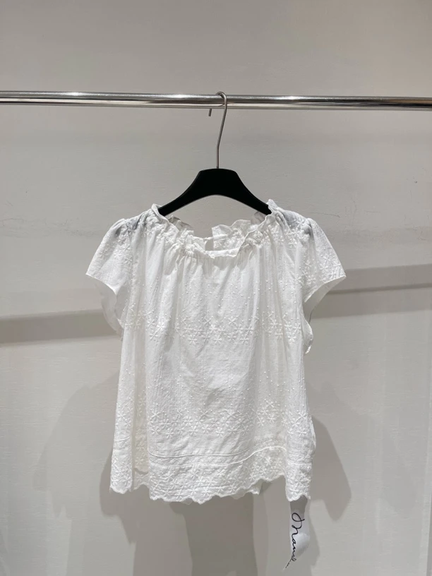 夏季新款波浪镂空层叠花边法式宽松气质别致衬衫