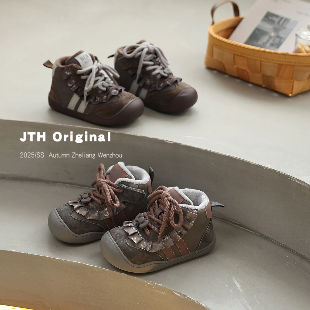 2025冬季新款韩版女童休闲软底加棉德训鞋儿童二棉