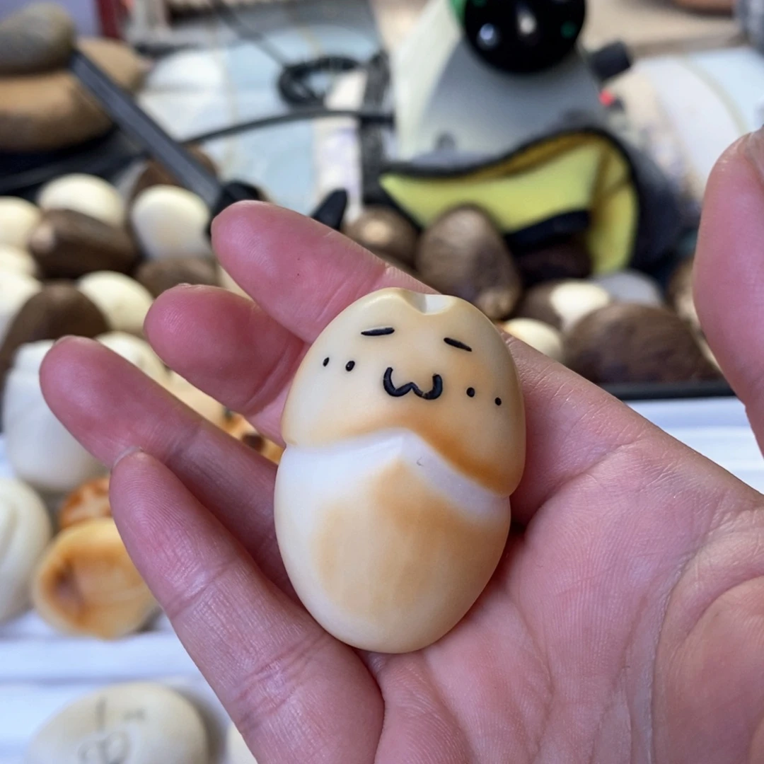 菩提根/象牙果把件e*i象牙果雕刻丁丁堵眼