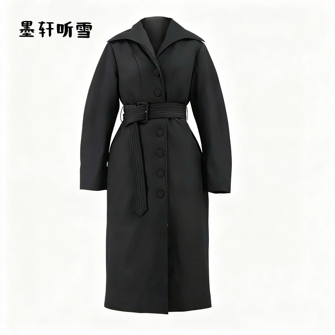 听雪设计师高订收腰时尚冬季加厚显瘦腰带长款女气质风衣鸭绒服