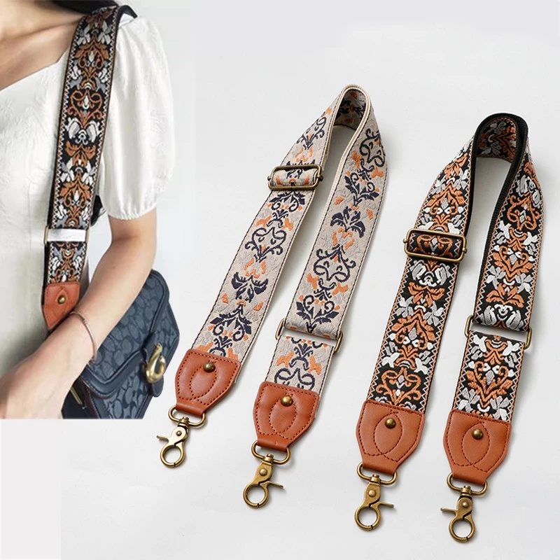 适用蔻驰包带替换肩带民族风时尚帆布肩带高级感加宽包包斜挎背带