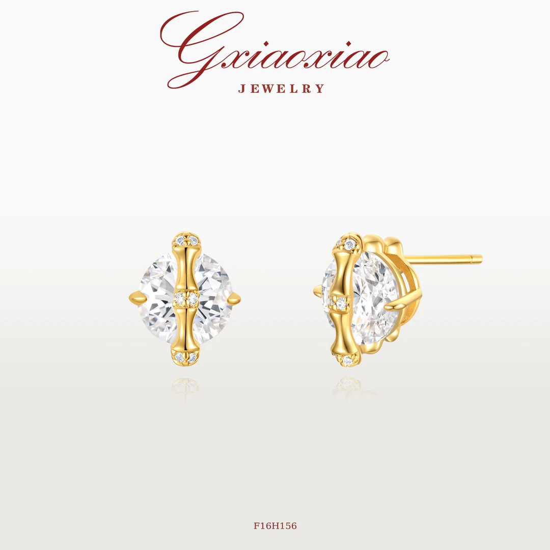 G XIAOXIAO 镀K金 【限定】轻奢高级小众百搭竹节耳环 F16H156