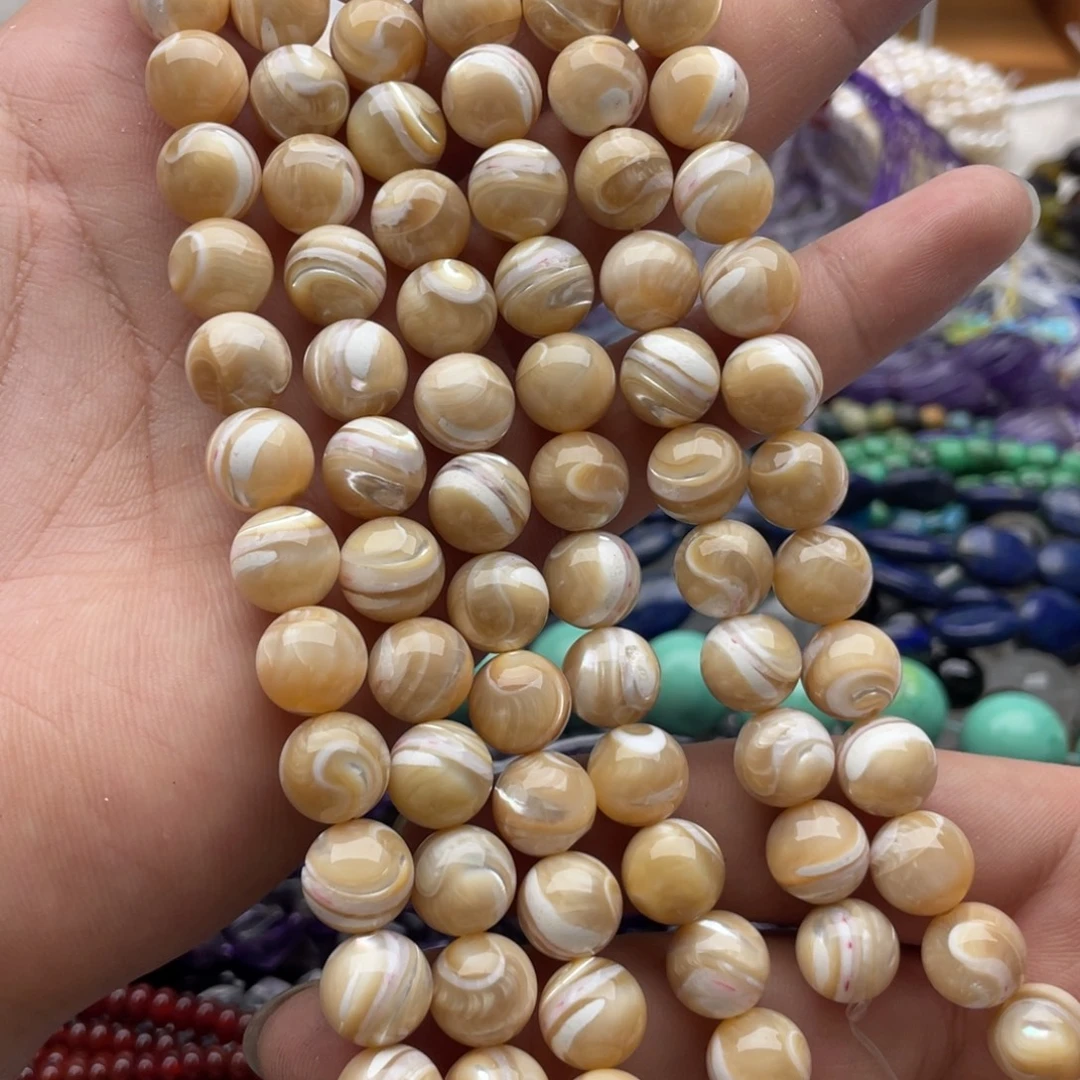 玛瑙/玉髓合金珠宝半成品一条装卡10mm左右马蹄螺圆珠