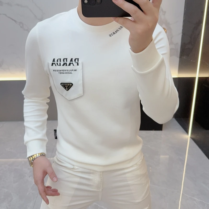 度尚-欧版春秋新款高品质男士印花时尚潮流百搭打底衫长袖卫衣