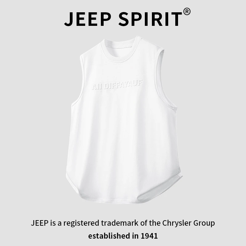 JEEPSPIRIT吉普夏季男士背心纯棉百搭透气宽松休闲运动薄款无袖t