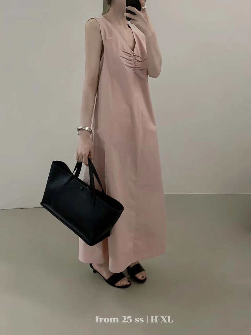 HXL@61985 韩系气质百搭宽松显瘦V领背心裙 4-20