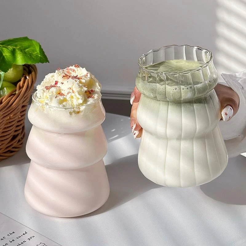 简约圣诞树咖啡玻璃杯带吸管ins风家用女高颜值喝水杯饮料奶茶杯